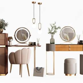 现代轻奢梳妆台3D模型下载